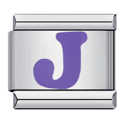 New arrival stainless steel purple english letter diy italian module bracelet italiancharmbracelet