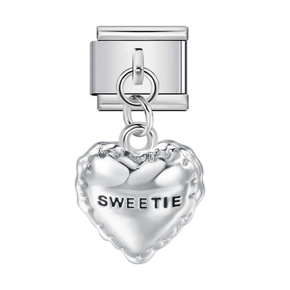 Silver Base Micro Pave Zircon Cute Pendant Italian Charm Links