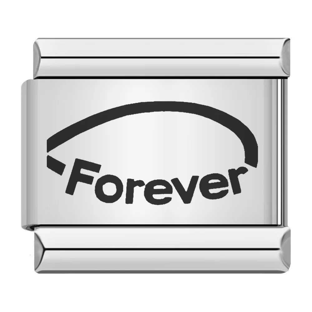 Laser Engraved Pattern Stainless Steel Italian Charm Links