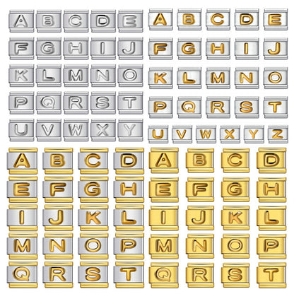 Cross-border explosive convex English alphabet collection series, stainless steel gold-plated DIY Italian module bracelet