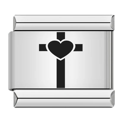 Stainless Steel Laser Engraved Cross Italian Module Bracelet DIY Strap Chain Italian Charms