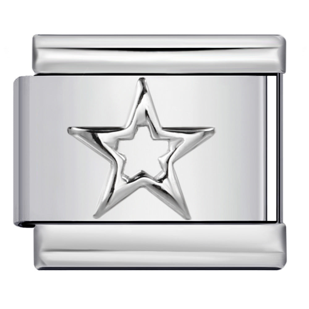 Star Eye Stamped Enamel Italian Charm Stainless Steel