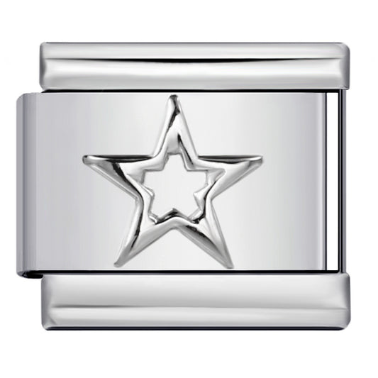 Star Eye Stamped Enamel Italian Charm Stainless Steel