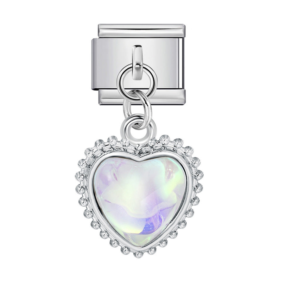 Silver Base Micro Pave Zircon Cute Pendant Italian Charm Links