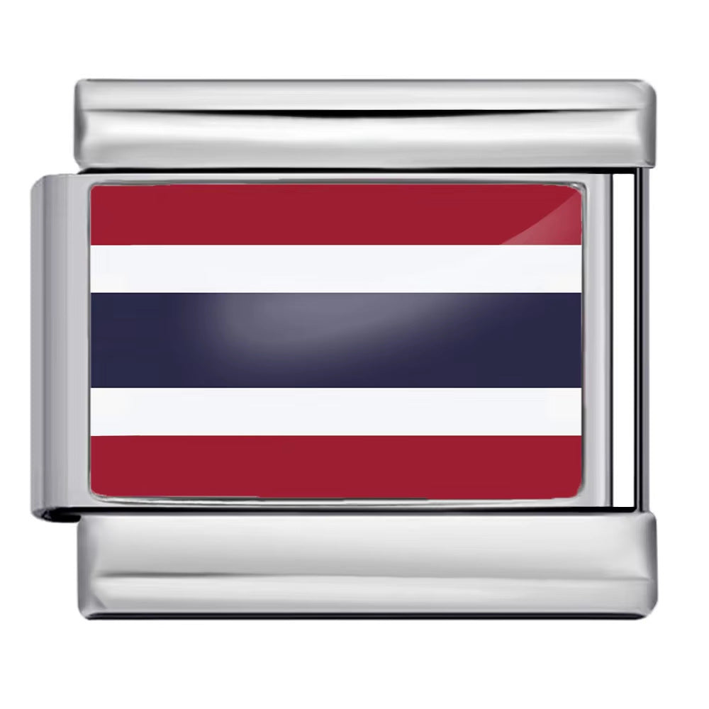 Hot-selling new world flag photo epoxy series stainless steel diy italian module bracelet accessories wholesale