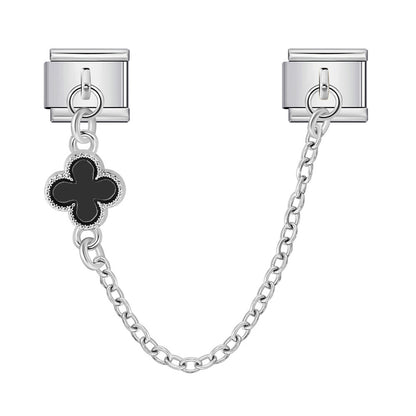 Double Hook Heart Pendant Stainless Steel Italian Charm Links