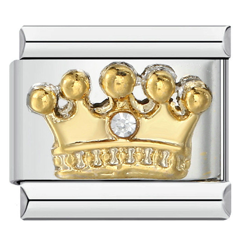 New queen crown pattern stainless steel bracelet - handmade diy italian modular bracelet - personalized gift