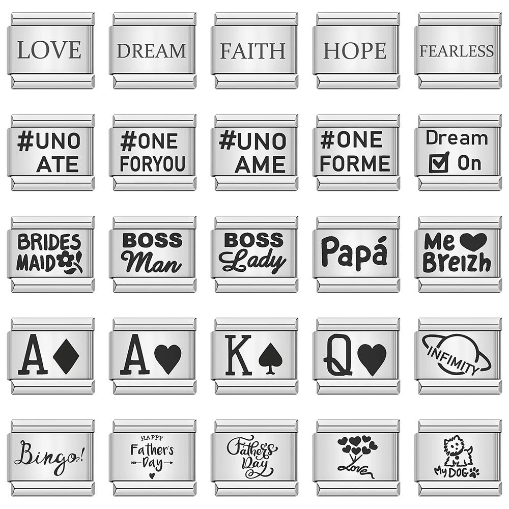 English word laser engraving module bracelet, stainless steel DIY Italian bracelet bracelet accessories