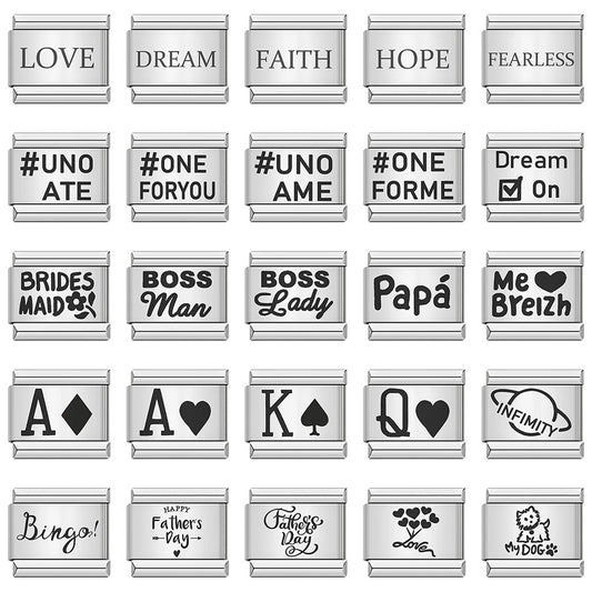 English word laser engraving module bracelet, stainless steel DIY Italian bracelet bracelet accessories