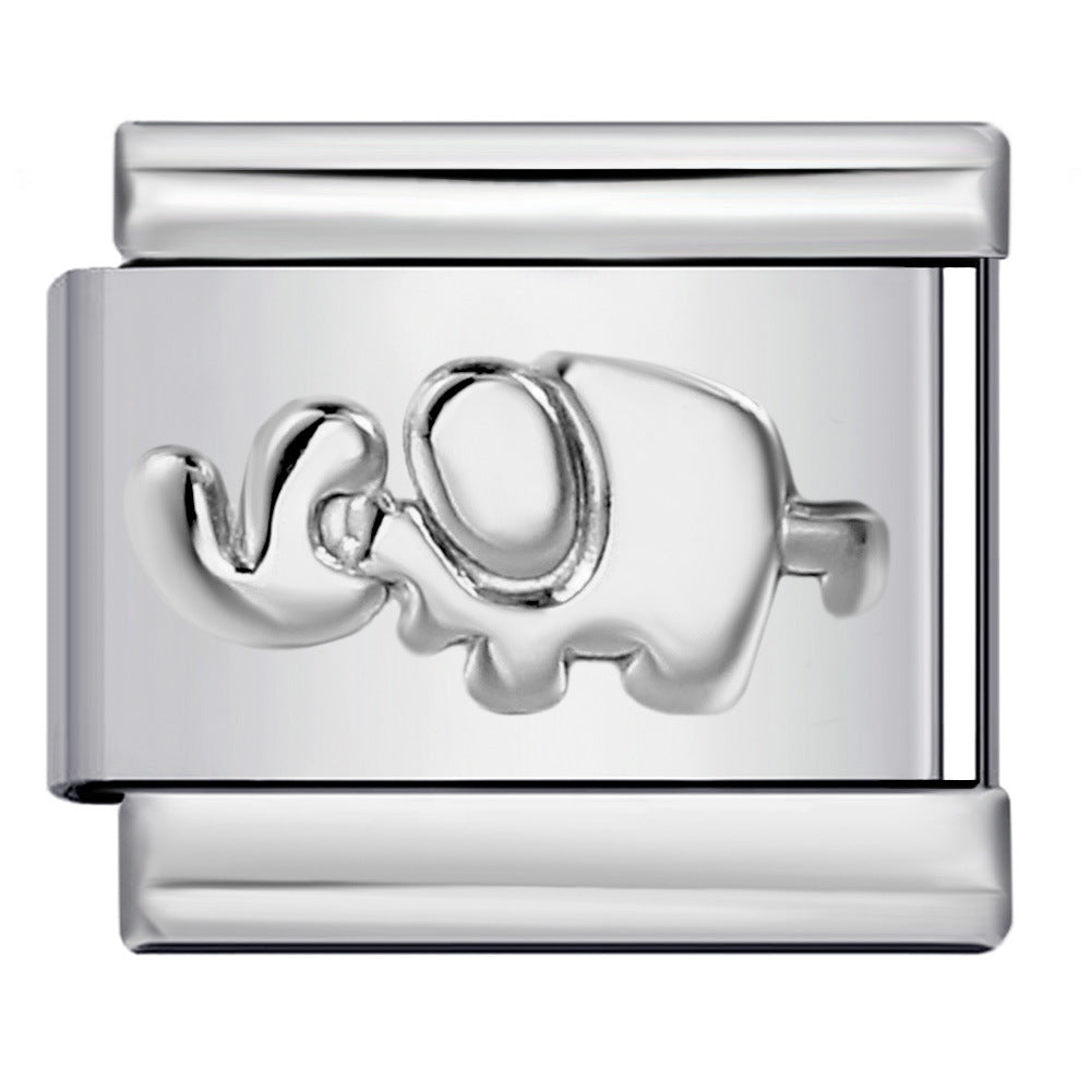 Gold Silver Stamped Pattern Stainless Steel Italian Charm Links