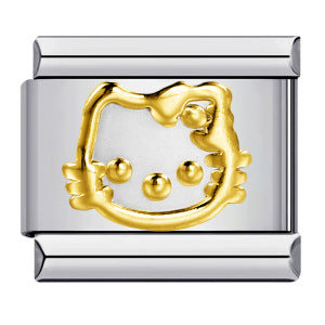 Gold Silver Stamped Pattern Stainless Steel Italian Charm Links