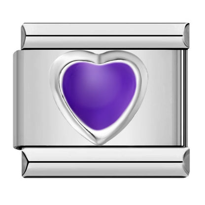 Stainless steel heart butterfly stamped pattern colorful enamel diy italian charm