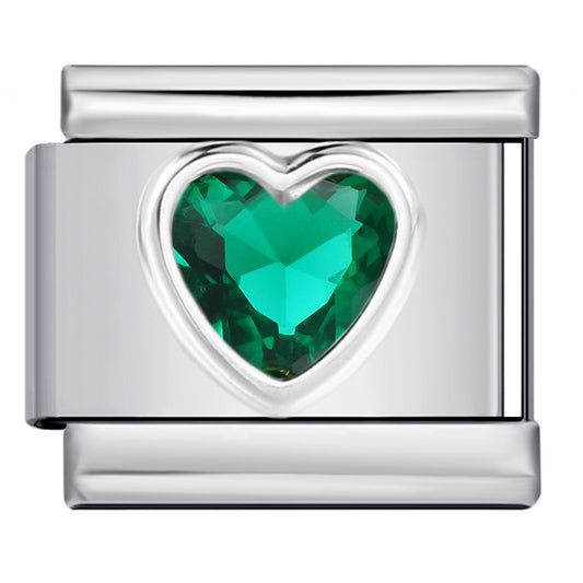 Heart Micro Paved Color Stone Italian Charm Stainless Steel