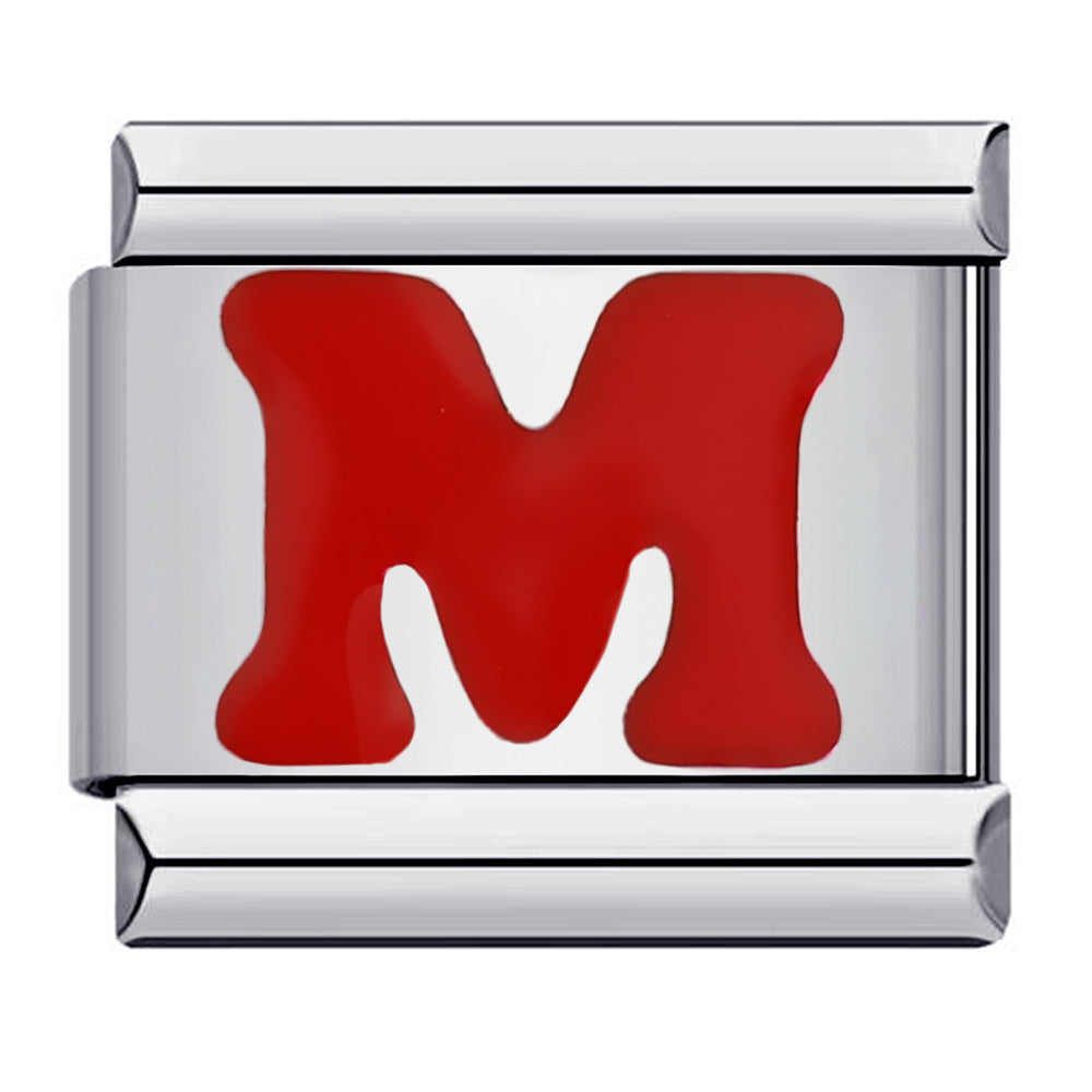 New arrival red english letter diy italian module stainless steel bracelet italiancharmbracelet