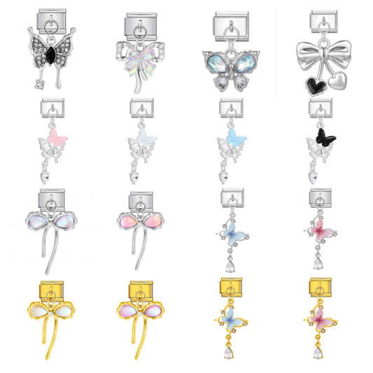 Hook butterfly pendant italian modular bracelet stainless steel patchwork strap chain italian charm