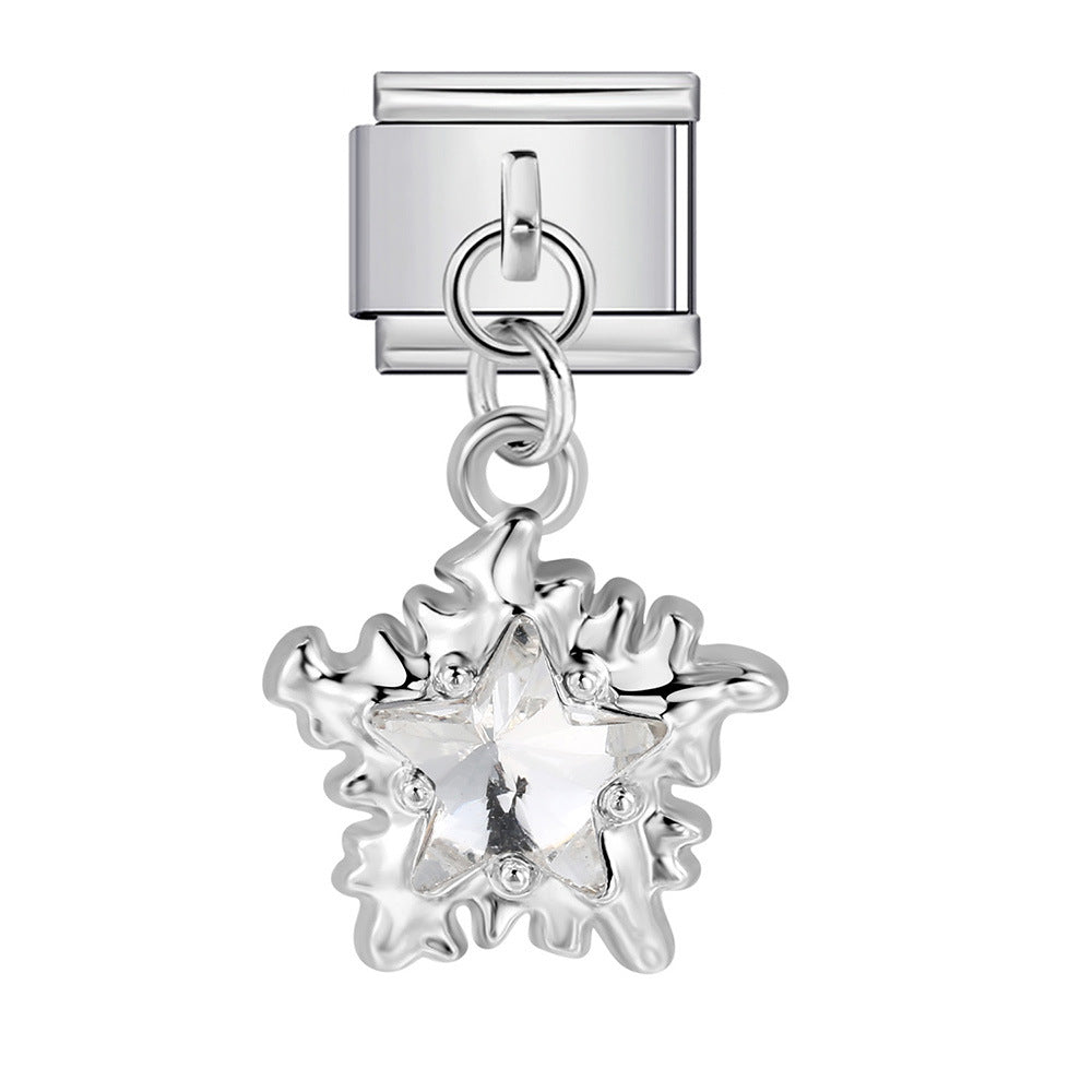 Silver Base Micro Pave Zircon Cute Pendant Italian Charm Links