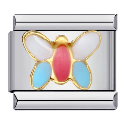Color butterfly Italian module bracelet, welding pattern drip DIY bracelet Italian charm