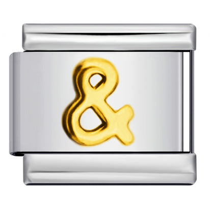 Gold Silver Stamped Pattern Stainless Steel Italian Charm Links