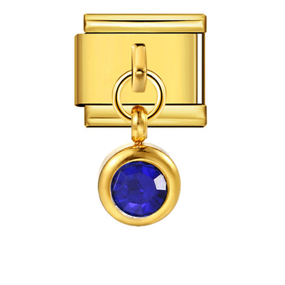 Colorful birthstone gold and silver base round pendant italian module stainless steel hook fashionable versatile bracelet