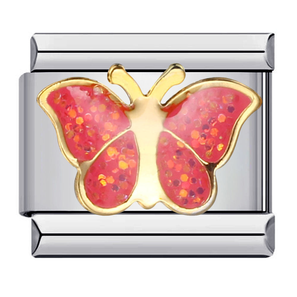 Color butterfly Italian module bracelet, welding pattern drip DIY bracelet Italian charm