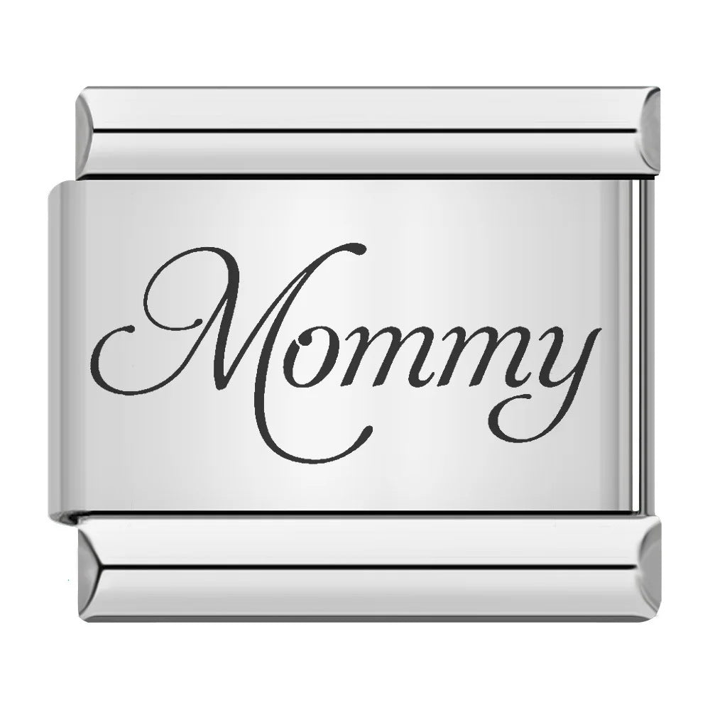 Family series english word pattern italian module bracelet stainless steel laser engraved diy bracelet