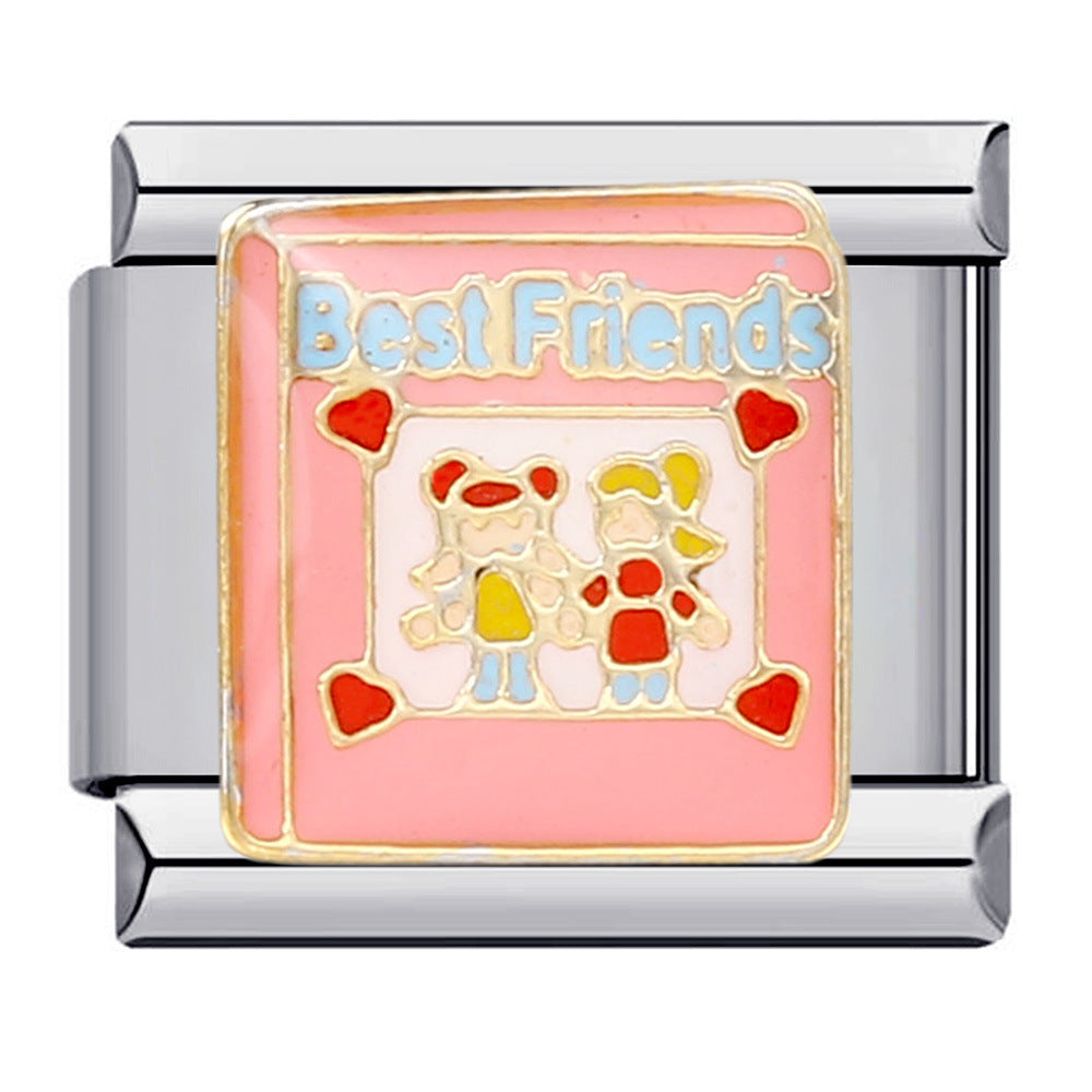 Friendship series stainless steel gold-plated welding diy italian module bracelet italian charm bracel