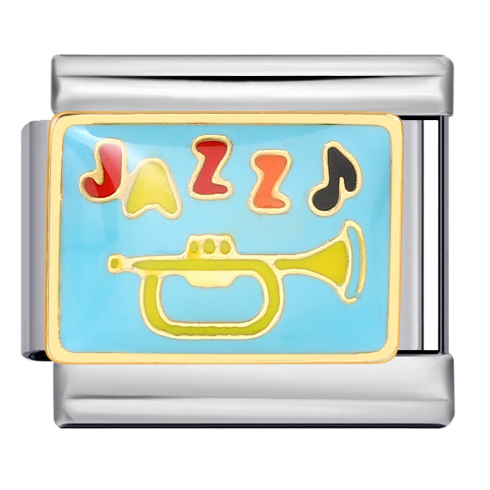 Music Theme Welded Italian Charm Stainless Steel