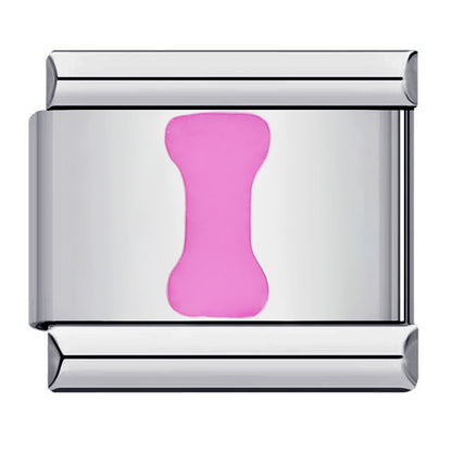Pink Enamel Alphabet Stainless Steel Italian Charm Links