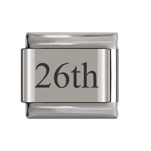 Laser Engraved Date Stainless Steel Italian Charm Links