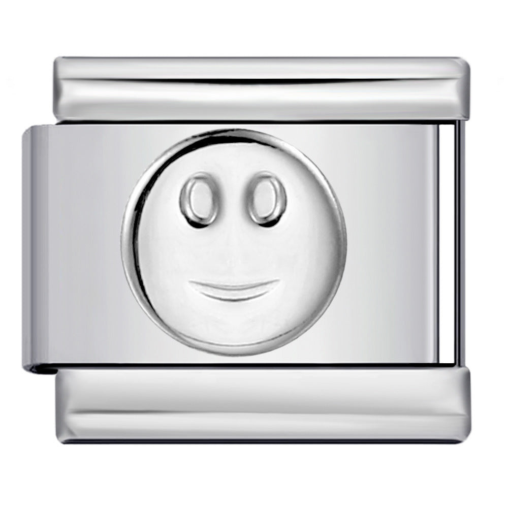 Convex Silver Stamped Italian Charm Stainless Steel