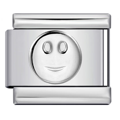 Convex Silver Stamped Italian Charm Stainless Steel