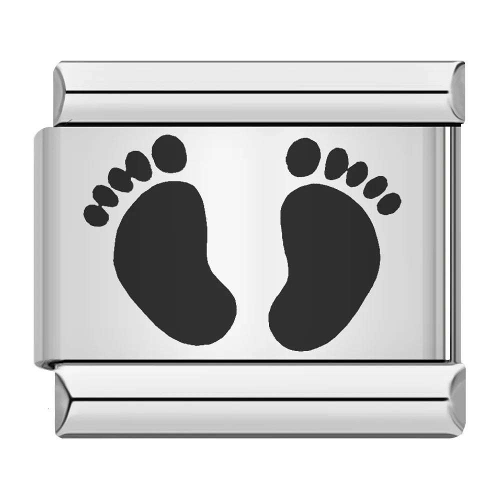 Laser Engraved Pattern Stainless Steel Italian Charm Links