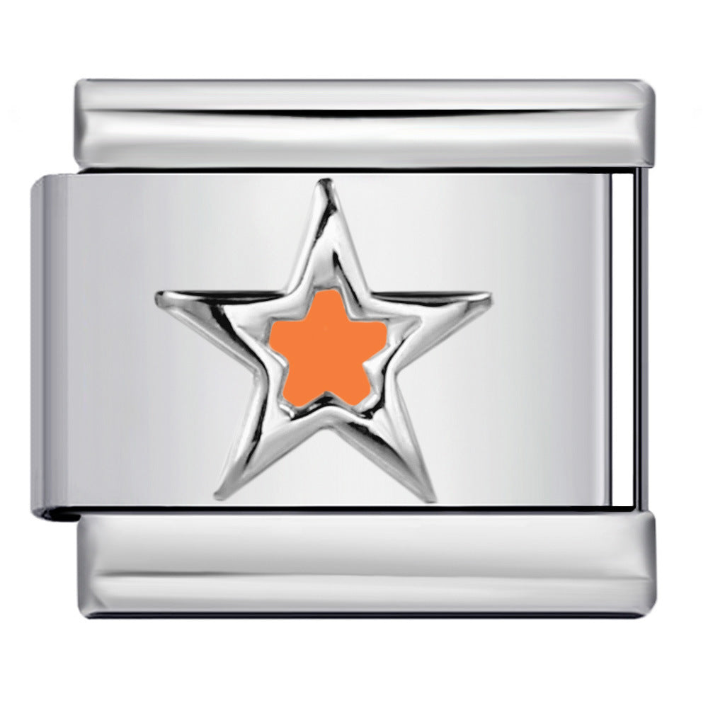 Star Eye Stamped Enamel Italian Charm Stainless Steel