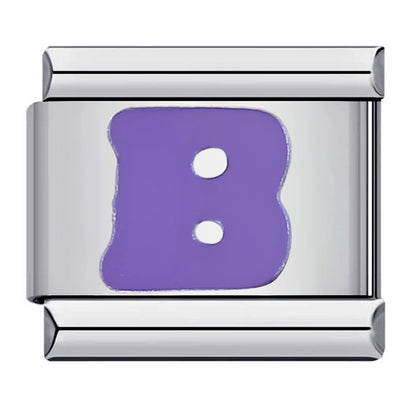 New arrival stainless steel purple english letter diy italian module bracelet italiancharmbracelet