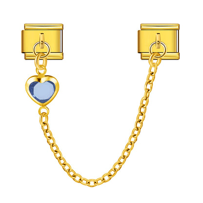 Double Hook Heart Pendant Stainless Steel Italian Charm Links
