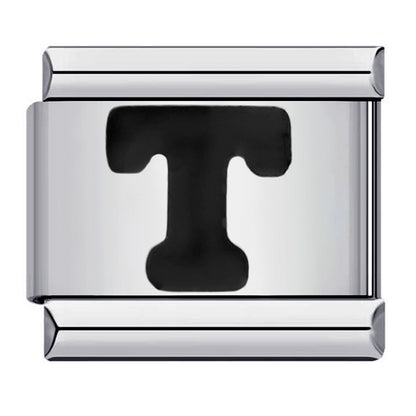 Black Letter Italian Charm Bracelet Stainless Steel