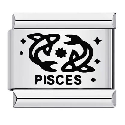 Cross-border hot-selling laser engraved 12 zodiac sign elements stainless steel diy italian modular bracelet bangle accessories