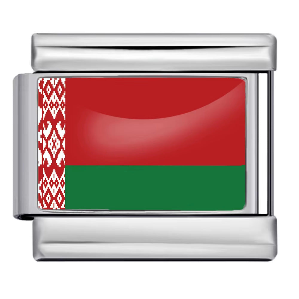 Hot-selling new world flag photo epoxy series stainless steel diy italian module bracelet accessories wholesale