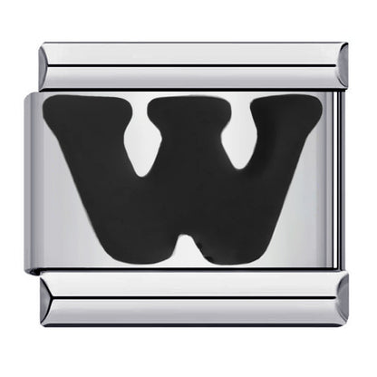 Black Letter Italian Charm Bracelet Stainless Steel