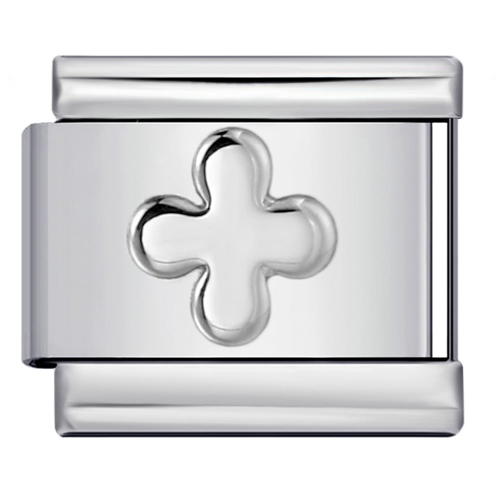 Convex Silver Stamped Italian Charm Stainless Steel