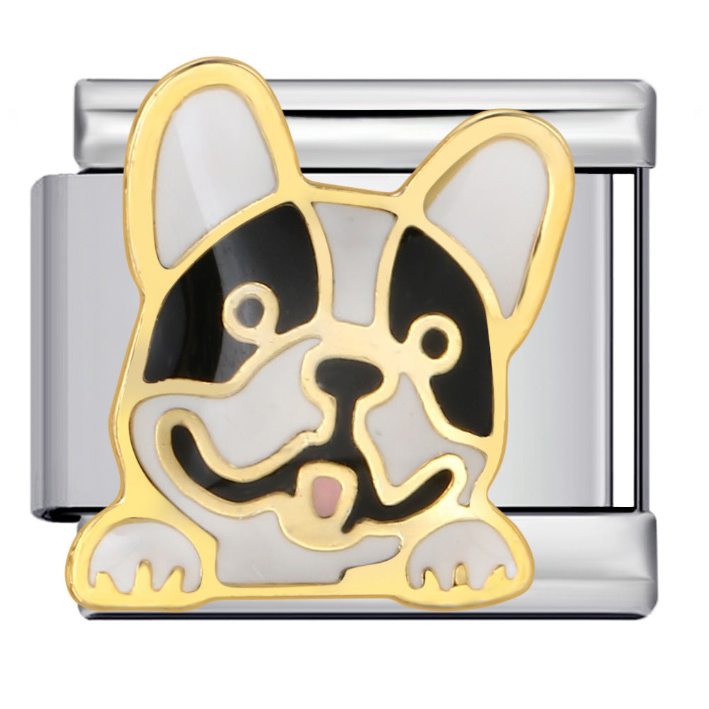 Pet Dog Italian Charm Gold Silver Enamel Stainless Steel