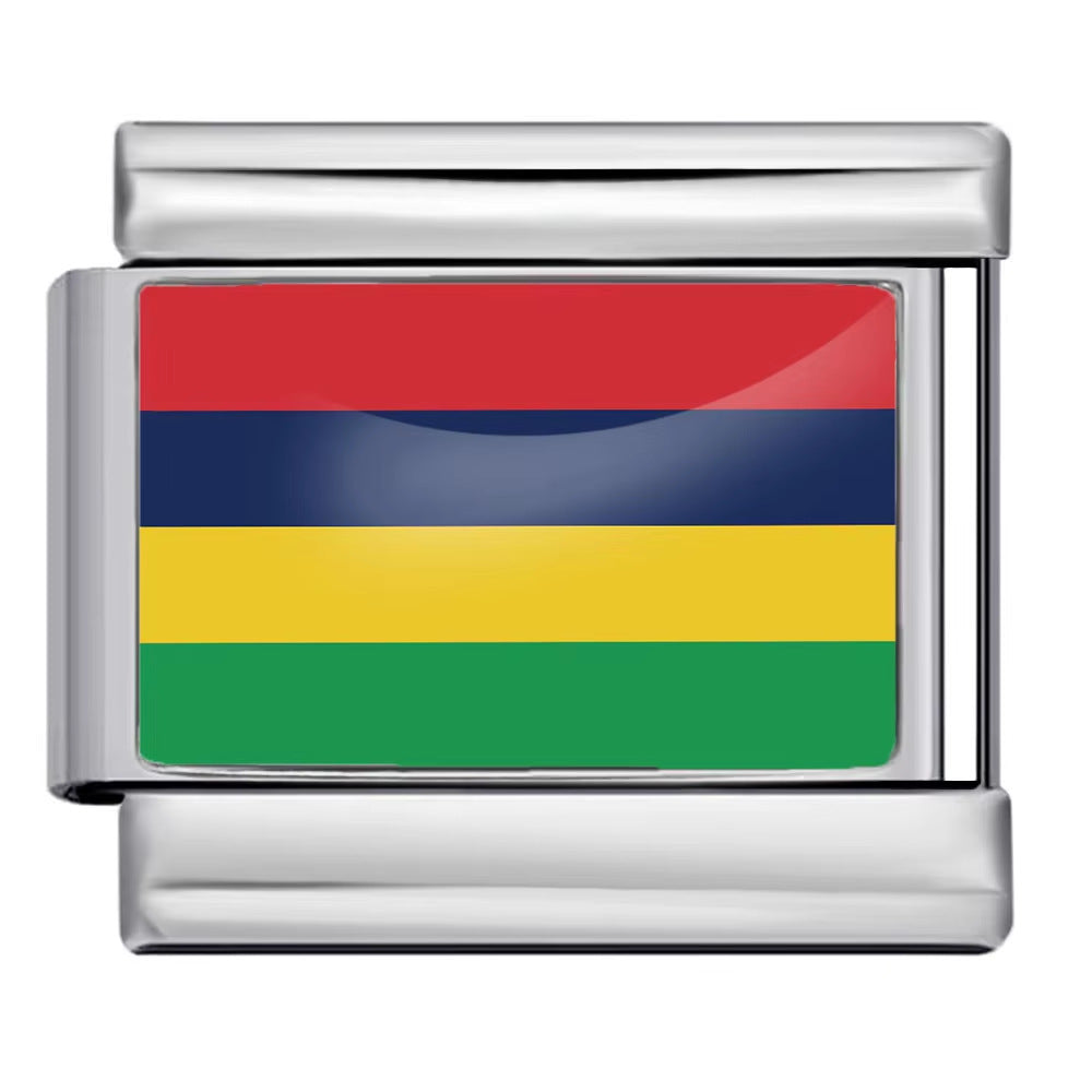 Hot-selling new world flag photo epoxy series stainless steel diy italian module bracelet accessories wholesale