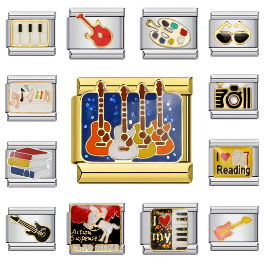 Music Theme Welded Italian Charm Stainless Steel