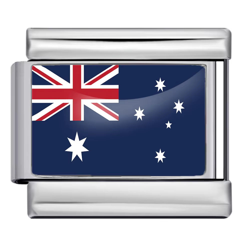 Hot-selling new world flag photo epoxy series stainless steel diy italian module bracelet accessories wholesale