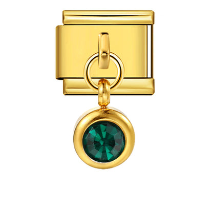 Colorful birthstone gold and silver base round pendant italian module stainless steel hook fashionable versatile bracelet