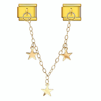 Butterfly and star pendant italian modular bracelet - stainless steel double hook diy stretch bracelet accessories