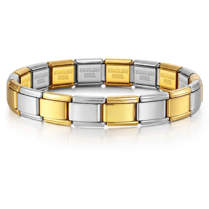Stainless Steel Vacuum IP Plated Italian Module Bracelet Foundation Elastic Strap Chain Italian Charm