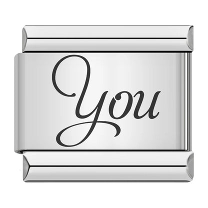 Family series english word pattern italian module bracelet stainless steel laser engraved diy bracelet