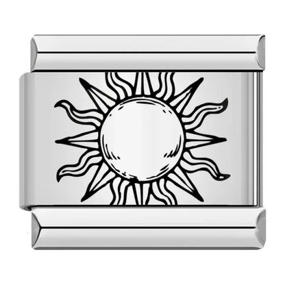 New sun, moon and stars pattern Italian module bracelet, stainless steel laser engraving DIY free splicing bracelet