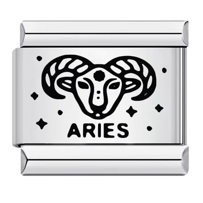 Cross-border hot-selling laser engraved 12 zodiac sign elements stainless steel diy italian modular bracelet bangle accessories